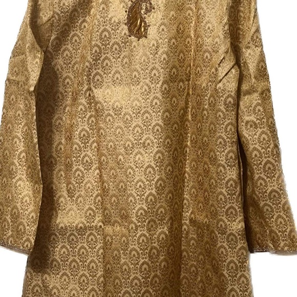 Kurta Art Silk Top & Bottom set Sequined Top goldtone embellishment Mens Size 40 - Picture 8 of 14